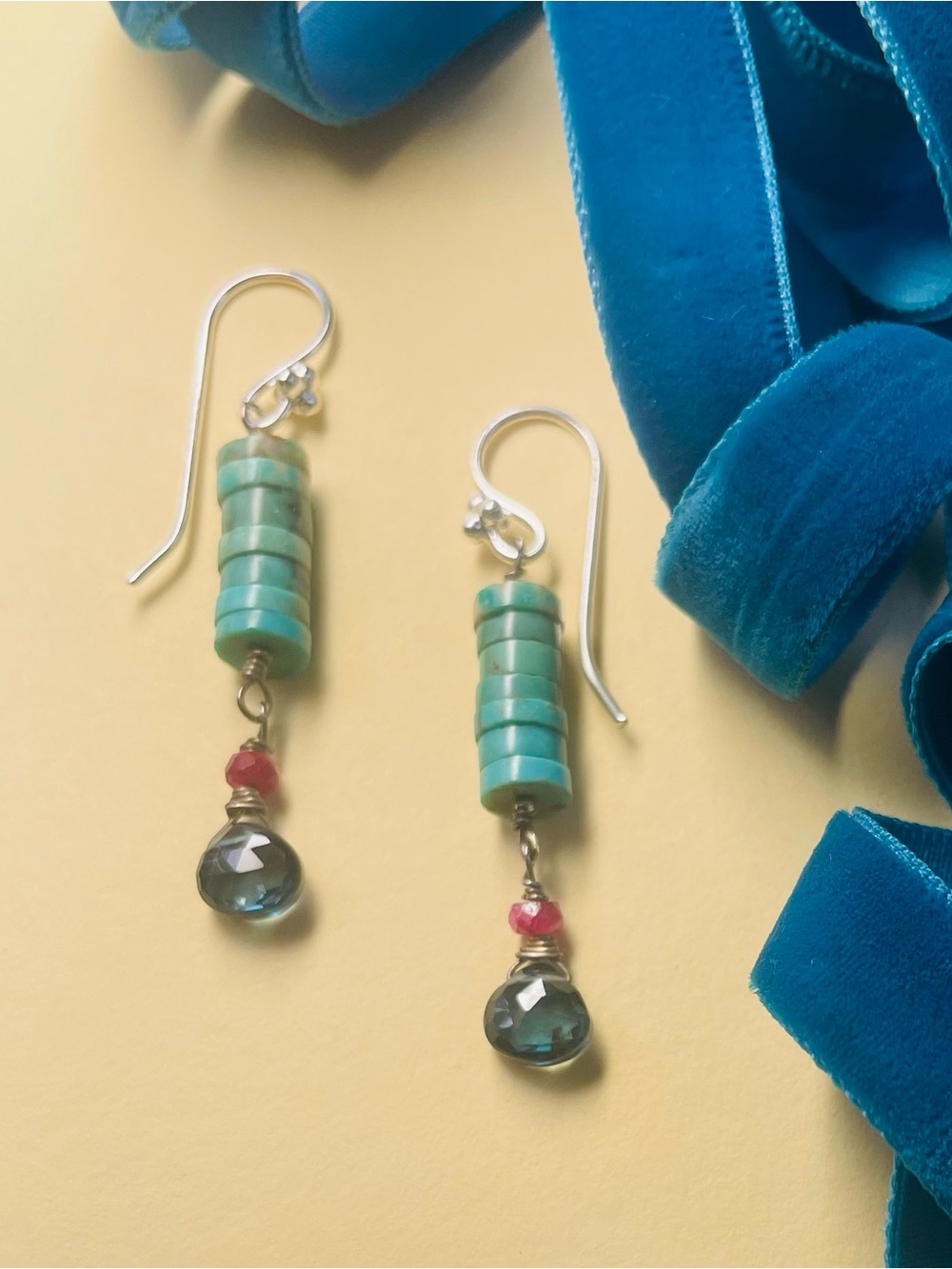 New! Handcrafted Turquoise Drop Earrings